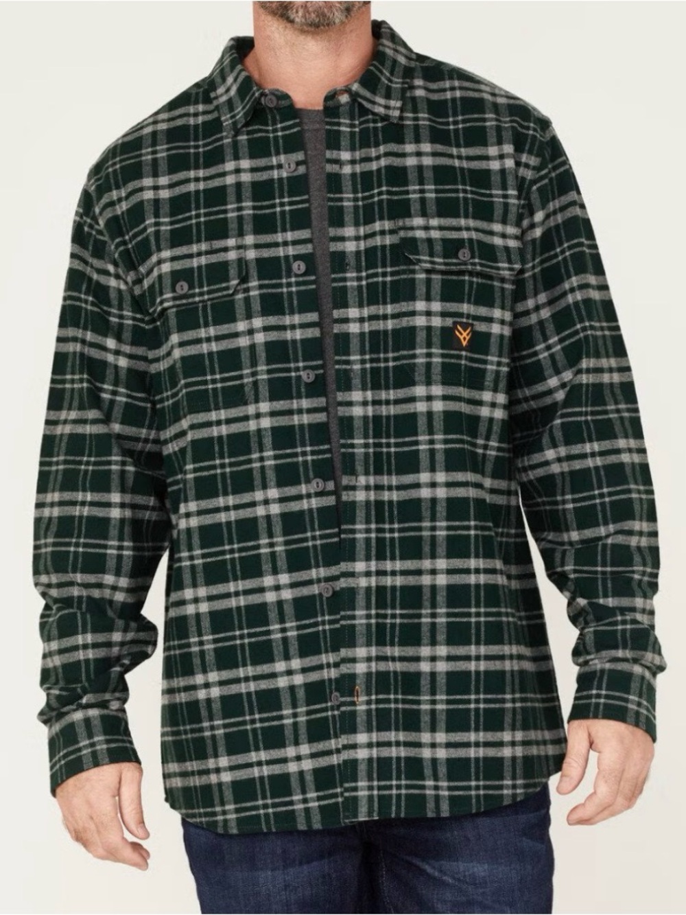 HAWX MEN'S PLAID LONG SLEEVE BUTTON-DOWN FLANNEL WORK SHIRT